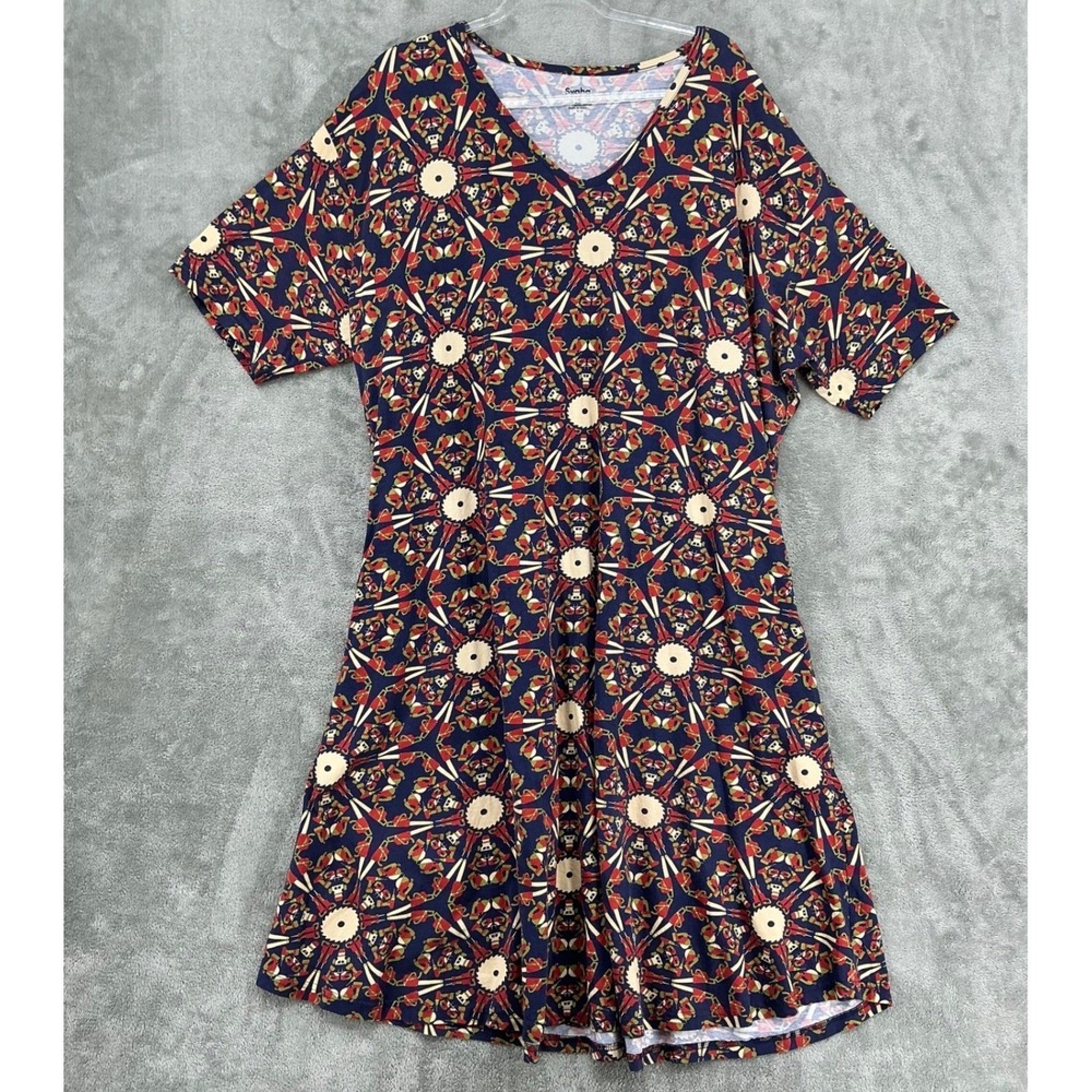 Svaha Dress Womens 5X Lumberjack Chainsaw Organic Cotton Pockets Midi Knit Navy